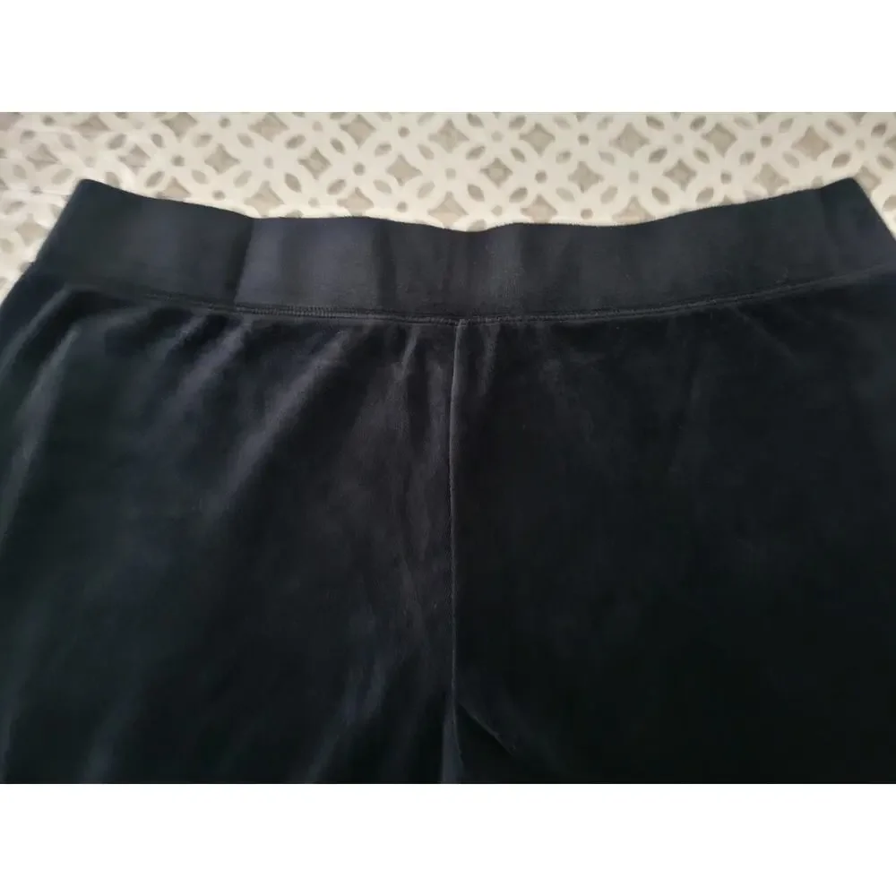 Denim & Co Size Petite 1X Black Active Velour Straight Leg Pants A712026 NWOT